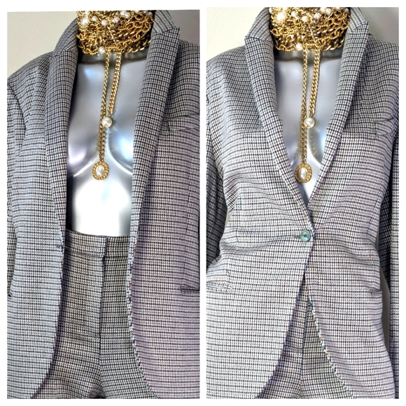 Theory Houndstooth Eco Knit Multicolor Two-Piece Feminine Earthtone PowerSuit - Picture 10 of 16